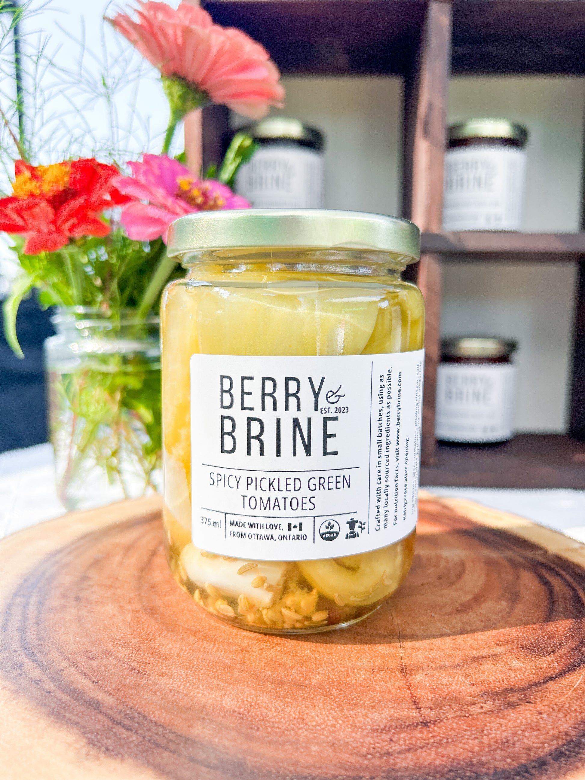 Spicy Pickled Green Tomatoes  -Berry and Brine Local Preserves & Ottawa Catering